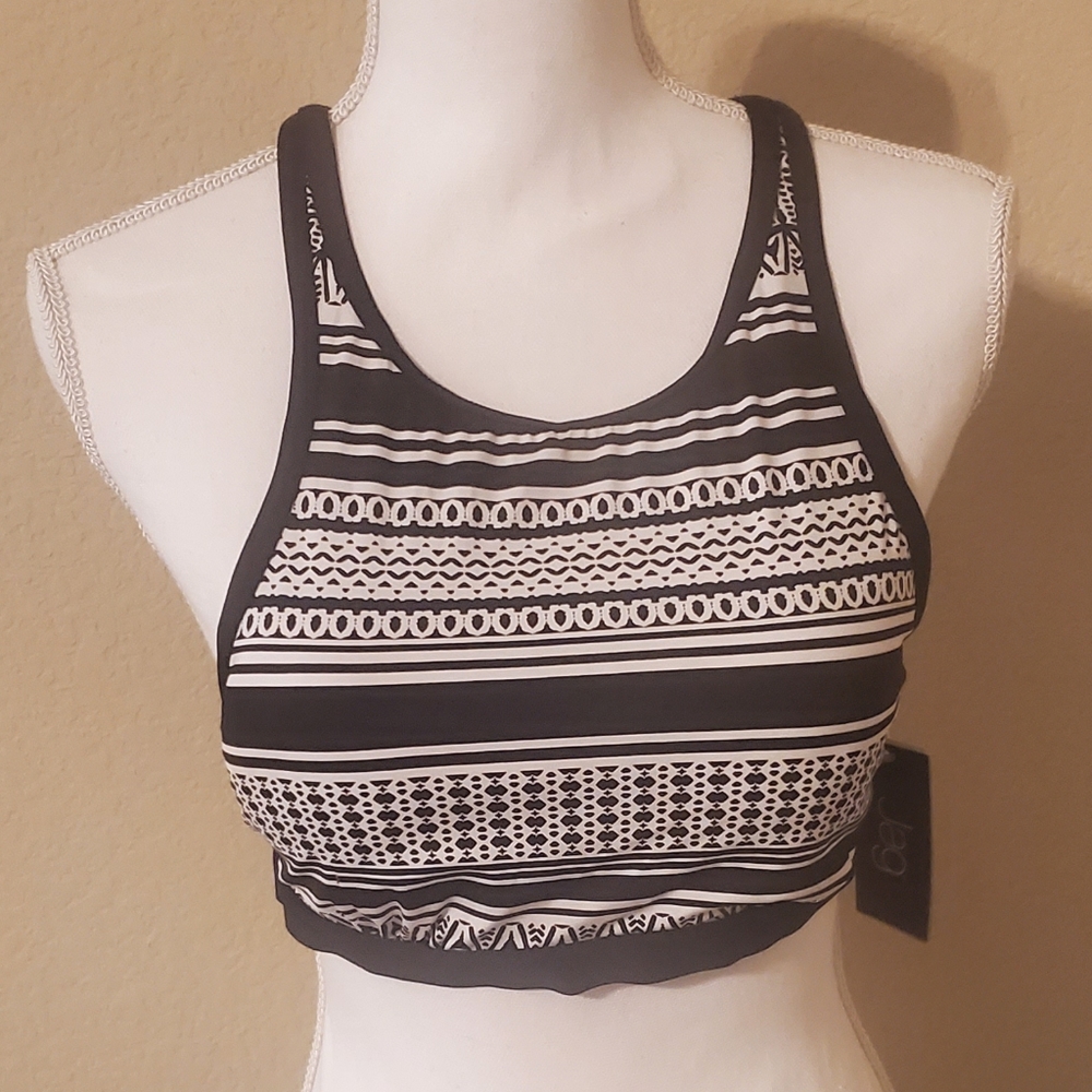 Jag Black Noir High Neck Bra/ Bikini Halter Top Criss-Cross Strap Back S…